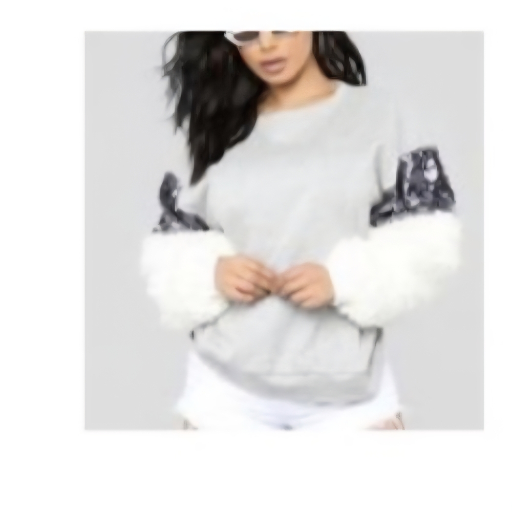 Fashion Nova Gray and White Sweater